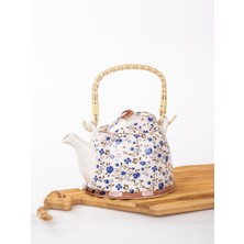 PremiumPort Hasır Saplı Porselen Demlik 900ML Çay, Kahve ve Bitki Çayı Sunumu