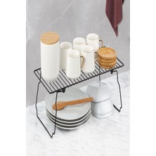 Delixa Sas Haus Mutfak Masası Tezgah Üstü Dolap Içi Portatif Katlanabilir Raf Düzenleyici AS-802 Siyah