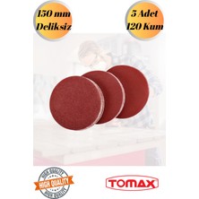 Tomax 5 Adet 120 Kum Cırt Zımpara Kağıdı El Zımparaları Seti 150 mm Deliksiz Avuç Içi Spiral