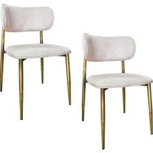 Moni Tasarım Sahara Vanilla 2 Adet Metal Sandalye - Vanilla Serisi- Yemek Sandalyesi -Mutfak Sandalyesi -Ekru Rengi Silinebilir Suitici Kumaş