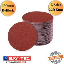 Baytec 5 Adet 220 Kum Cırt Zımpara Kağıdı El Zımparaları Seti 150 mm Deliksiz Avuç Içi Spiral