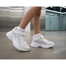 Seda Shoes Simli Beyaz Çocuk Spor Ayakkabı