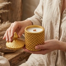 ✨ Stworkshop Bohem - Dekoratif Mum, Metalik Premium Serisi: Amber Kokulu Metalik Gold Vegan Doğal Soya Wax Mum (250 Gr) ✨