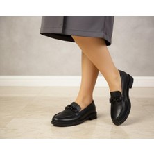 Seda Shoes Siyah Yüksek Taban Babet