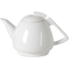 PremiumPort Beyaz Simetri Kapaklı Porselen Demlik 500 cc Çay Demliği