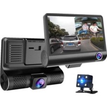 Kafkas Store I-Tdr Araç Içi Kamera Gece Görüşlü 3 Kameralı 4 Inç 1080P Yol Kayıt Kamerası Geri Vites