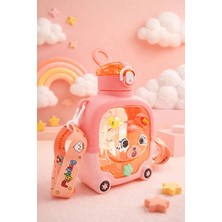 M&B Water Bottle Sevimli Ayıcıklı Matara 750 ml - Renkli Çocuk Suluk, Okul Için Boyun Askılı Suluk Bpa Içermez