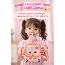 M&B Water Bottle Sevimli Ayıcıklı Matara 750 ml - Renkli Çocuk Suluk, Okul Için Boyun Askılı Suluk Bpa Içermez