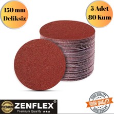 mobilyap Zenflex 5 Adet 80 Kum Cırt Zımpara Kağıdı El Zımparaları Seti 150 mm Deliksiz Avuç Içi Spiral