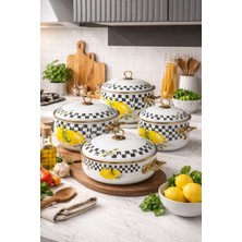 Premium Home Pr Home Lemon Derin Bombeli Emaye Tencere Seti 16 - 20 -24 - 26 Pilav Tencere Seti