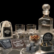 Hediyemen Net Hatlara Sahip Maskülen Viski Bardağı ve Şişesi Seti