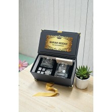 Hediyemen Premium Siyah Kutusunda Koyu Ton Ağırlıklı Maskülen Viski Bardağı Seti