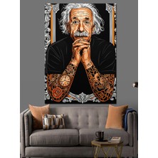 Artmeg Dövme Yapan Albert Einstein Dekoratif Kanvas - Mdf Ahşap Tablo
