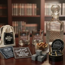 Hediyemen Dekoratif Sunumlu Ev Barı Viski Bardağı ve Şişesi Seti