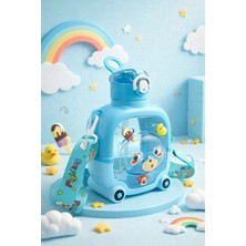 M&B Water Bottle Sevimli Ayıcıklı Matara 750 ml - Renkli Çocuk Suluk, Okul Için Boyun Askılı Suluk Bpa Içermez