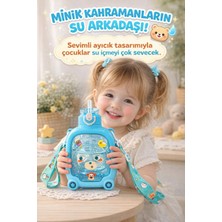 M&B Water Bottle Sevimli Ayıcıklı Matara 750 ml - Renkli Çocuk Suluk, Okul Için Boyun Askılı Suluk Bpa Içermez