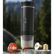 Volkano Taşınabilir Kahve Makinesi 3-In-1 Kablosuz Espresso Kapsül 80ML Su Tankı USB Güç Kaynağı Şarj Siyah