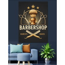 Tablomega Klasik Berber Dükkanı Tabelası Dekoratif Kanvas - Mdf Ahşap Tablo