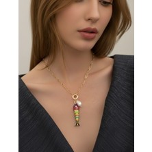 Eva Takı Store Renkli Balık Figürlü Hareketli Çelik Kolye