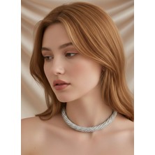 Eva Takı Store Beyoğlu Taşlı Boru Model Silver Renk Kolye