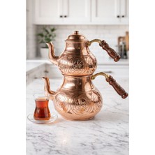 PremiumPort Bakır Büyük Boy Çaydanlık, El Keski, Gaziantep Yapımı, Şık ve Dayanıklı