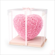 Süsle Bebek ve Parti Şeffaf Pvc Kutulu Pembe Yapay Güllü Kalp – 25 cm