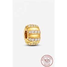 Lines Bijuteri Gold Renk Taşlar ve Mine Klips Charm