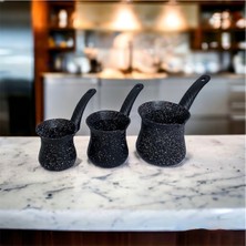 PremiumPort Şık 3'lü Granit Cezve Seti ile Kahve Keyfini Artırın