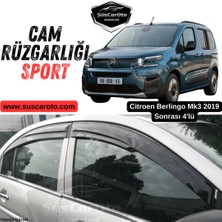 ŞüsCarOto Aksesuar Citroen Berlingo Mk3 2019 Sonrası Uyumlu Mugen Cam Rüzgarlığı Seti Piano Black 4\'lü Ithal Parlak Siyah