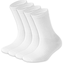 Sonnors 4 Çift Pamuklu Nefes Alabilir Kompresyon Özellikli Kadın Erkek Beyaz Spor Çorabı