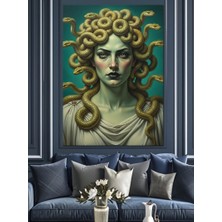 Karizma Tablo Yılan Saçlı Medusa Heykeli Dekoratif Kanvas - Mdf Ahşap Tablo