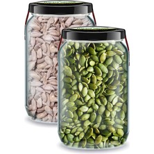 Zencefil Organik Kabak Çekirdeği Içi + Ay Çekirdeği Içi Bi Kavanoz 660 Cc'lik Cam Kavanozlarda Çiğ Kabak Ay Çekirdek