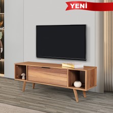 EVMO Home 3325 Mesir Tv Ünitesi 130 cm ( Ahşap Ayaklı , Metal Kulplu ) Söğüt