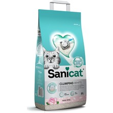 Sanicat Clumping White Gül Kokulu Kedi Kumu 8l