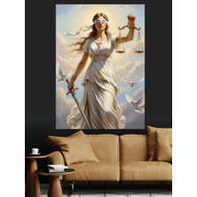 Tablomega Adalet Terazisi Tutan Kadın Dekoratif Kanvas - Mdf Ahşap Tablo