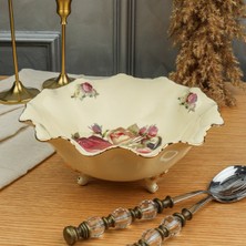 UltraMint Şık 24 cm Pembe Çiçek Desenli Salata Kasesi