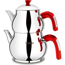 PremiumPort Nostaljik Çelik Çaydanlık Seti 4 Parça, Şık ve Dayanıklı Tasarım