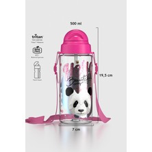 Renga Migo Desenli 500 ml Askılı Pipetli Tritan Çocuk Matara 912004 Pembe