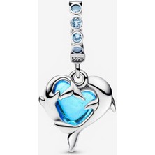 Poseidons Jewellery S925 Mavi Murano Yunuslar Sallantılı Charm