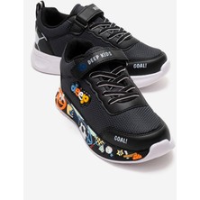 Ccway Çocuk Anorak Resimli Cırtlı Spor Ayakkabı 31-35 FÜME SİYAH