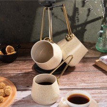 PremiumPort 4 Parça Krem Cezve Seti (300-500-750 Ml) ve Stand ile Tamamlayan Şıklık