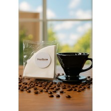 PremiumPort Siyah Seramik Dripper ve Demleme Kağıdı Seti ile Kahve Keyfi