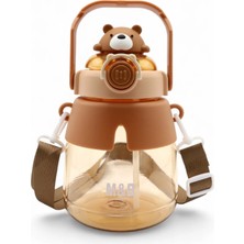 M&B Water Bottle Sevimli Tavşan Figürlü Matara 750 ml - Pipetli Çocuk Suluk, Okul Için Boyun Askılı Suluk