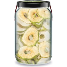 Zencefil Organik Ekşi Yeşil Elma Kurusu Bi Kavanoz 660 Cc. Cam Kavanoz Yuvarlak Dilim Kuru Elma Slice Dried Apple