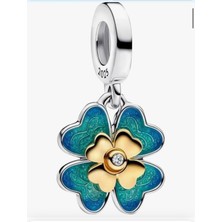 Poseidons Jewellery S925 Döndürülebilir Dört Yapraklı Yonca Sallantılı Charm