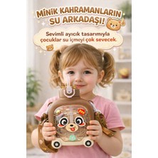 M&B Water Bottle Sevimli Ayıcıklı Matara 750 ml - Renkli Çocuk Suluk, Okul Için Boyun Askılı Suluk Bpa Içermez