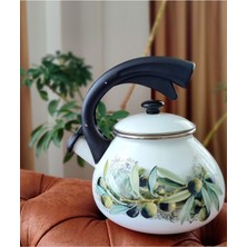 PremiumPort Emaye Zeytin Düdüklü Kettle Demlik 2,4l, Şık ve Dayanıklı Tasarım
