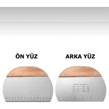 Yeterx Ölçülü Hamur Kesici & Kazıyıcı – Ahşap Saplı Paslanmaz Çelik Mutfak Spatulası