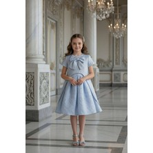 Kabarık Etekli Uzun Ceketli Kız Çocuk Mavi Abiye Takım