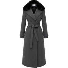 Esin Giyim Asalet Serisi Çıkartılabilir Kürklü Kruvaze Kışlık Kaban